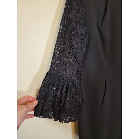 Scarlett Black Sheath Dress Subtle Sequin on Lace Sleeves Size 10 Party Event - Picture 4 of 10